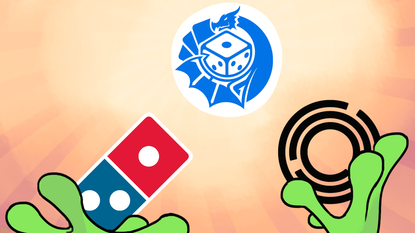 Image of mascot with sponsor logos